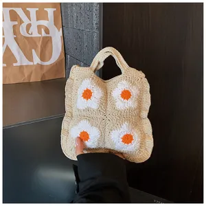 Handgemaakte gehaakte bloemen handtas chique madeliefje gebreide schoudertas voor dames