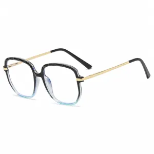 Occhiali luce blu sfumati cristallo sfaccettato montatura elegante con stanghette in metallo