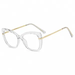Lunettes anti-lumière bleue femme mode monture transparente branches dorées élégantes