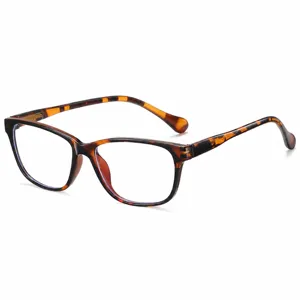 Minimalist TR90 Square Frame Anti-Blue Light Glasses For Men Women Simple Design Spring Hinge Plain Mirror Optical Eyewear