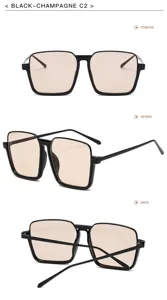 Lunettes de soleil carrées classiques avec verres champagne, parfaites pour la rue.