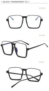 Lunettes de vue carrees transparentes noires monture grand style vintage mode detail rue