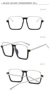 Lunettes demi-monture carrées transparentes argentées noires style streetwear mode