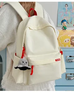 Korean style simple solid color large capacity backpack school bag for students casual