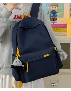 Korean style minimalist solid color large capacity school backpack for students daily use