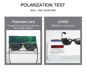 Classic polarized sunglasses with UV400 protection and vintage black frames for driving.