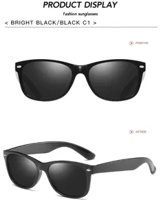Classic black small frame fashion sunglasses, polarized retro sun glasses for men and women.