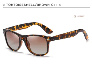Classic tortoiseshell frame polarized sunglasses for men and women, retro design.