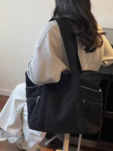 Retro Kord Umhängetasche für Damen, große Kapazität lässige Handtasche, Herbst Winter neu.