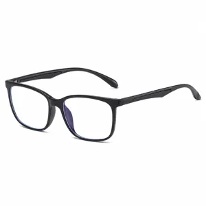 Lunettes carrees noires anti lumiere bleue pour travail sur ecran monture optique elegante.