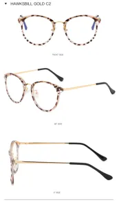 Half-metal frame anti-blue light glasses with tortoise shell and gold design for daily use.
