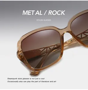 Lunettes de soleil polarisées élégantes pour femmes avec verres dégradés et branches métal.