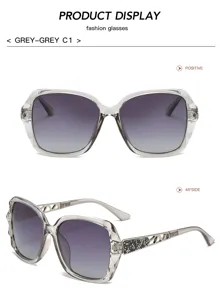Lunettes de soleil polarisées tendance pour femmes avec strass et verres dégradés.