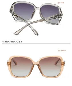 Lunettes de soleil polarisées élégantes pour femmes avec verres dégradés strass.