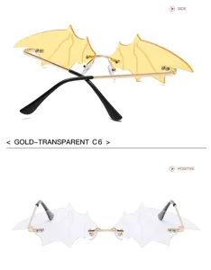 Bat wing rimless sunglasses novelty fashion eyewear for men and women party street style