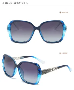Élégantes lunettes de soleil polarisées pour femmes avec verres dégradés et strass.