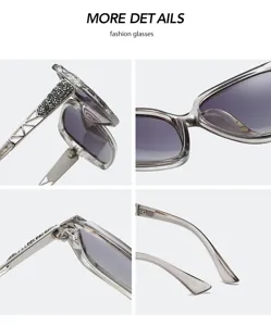 Femme mode lunettes de soleil strass gros plan cadre gris verres polarisés dégradés
