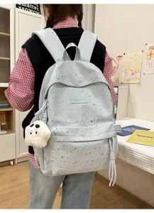 Sac a dos elegant pour etudiants motif etoiles bleu clair grand capacite sac ecole de loisir