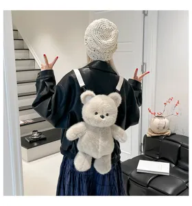 Zaino in peluche orsetto carino morbido bambola borsa scolastica per donne e bambini