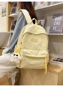 Sac à dos mignon étoile jaune, grand cartable pour filles, sac d'école décontracté pour les étudiants.
