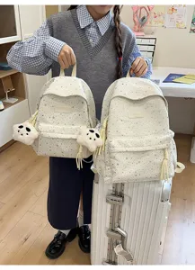 Sac à dos d'école motif étoiles mignon pour filles, grande capacité cartable d'étudiant.