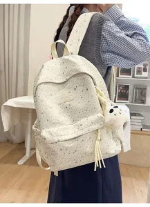 Sac a dos etudiant motif etoiles decontracte cartable d'ecole pour filles usage quotidien
