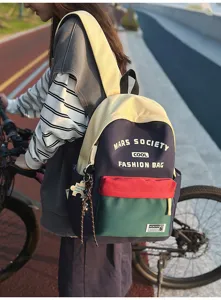 Stilvoller farbblock studenten rucksack grosser kapazitaet freizeit tagesrucksack.