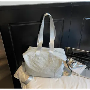 Casual large capacity nylon tote shoulder bag for women, perfect for travel and daily use.