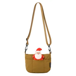 Minimalistische koreanische Umhängetasche für Damen, lässige Tasche mit Weihnachtsmann.