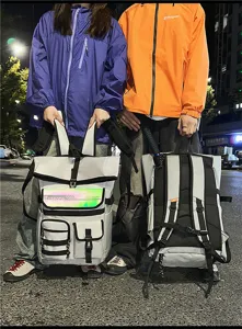Grand sac à dos de voyage en plein air de grande capacité avec bandes réfléchissantes hommes.