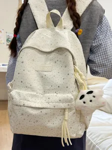 Joli sac à dos imprimé étoiles pour filles, grand cartable décontracté pour école et voyage.
