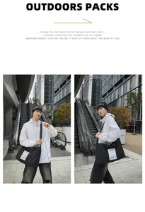 Bolso cruzado urbano elegante para hombre mujer, mochila de viaje negra informal.