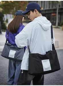Bolso bandolera unisex estilo moto tendencia, gran capacidad viaje yoga deporte bolsa.