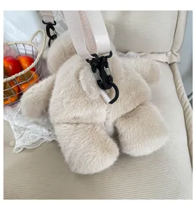 Zaino orsetto di peluche carino morbido e soffice borsa scolastica animale per bambini donne