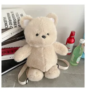 Zaino in peluche con orsetto simpatico borsa scolastica bambola morbida e soffice per bambini