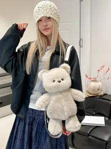 Zaino in peluche morbido per donne e bambini simpatico zainetto scolastico di animale cartone