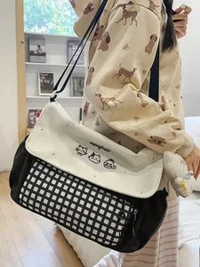 Bolso bandolera de cuadros para estudiantes bolso casual elegante para la escuela