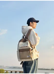 Stilvoller Canvas-Rucksack im Color-Block-Design für Schüler, große Kapazität, Freizeit.