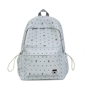 Süßer Pünktchen Schulranzen mit Schleifen, großer lässiger Tagesrucksack für Schüler.
