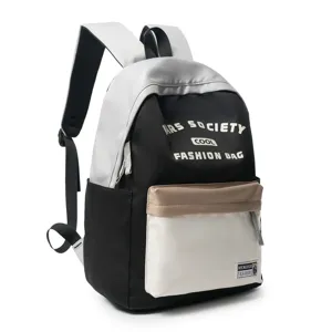 Farbblockierter Schulrucksack für Schüler mit Fronttasche, geräumiger Freizeit-Tagesrucksack.
