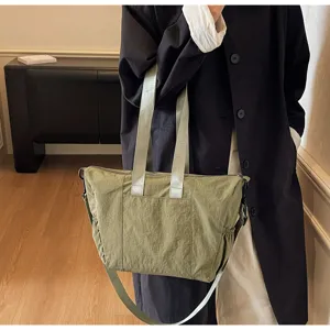 Casual canvas tote bag for women, large capacity shoulder crossbody bag for travel.