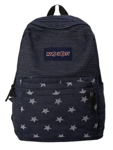 Denim star school backpack with large capacity, durable student bookbag for daily use.