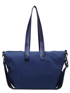 Large capacity nylon tote bag women casual shoulder crossbody bag travel handbag navy blue