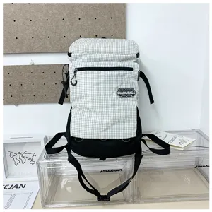 Sac à dos à carreaux patchwork grande capacité loisir voyage sac d'école extérieur