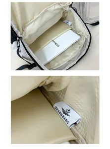 Vue détaillée de l'intérieur du sac à dos avec compartiment spacieux et housse pour ordinateur.