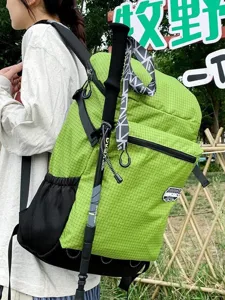Sac à Dos de Grande Capacité Mode Extérieur Randonnée Sport Fitness Nylon Quadrillé Sac de Voyage Yoga pour Hommes Femmes