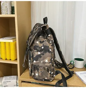 Σακίδιο πλάτης παραλλαγής Harajuku με λευκά αστέρια, μεγάλη τσάντα σχολείου για μαθητές.