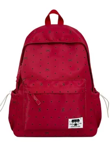 Süßer roter Schulrucksack für Schüler, große Kapazität lässiger Tagesrucksack mit Pünktchen.