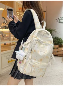 Sac a dos d'ecole style Harajuku japonais avec motif etoile, grande capacite etudiant.