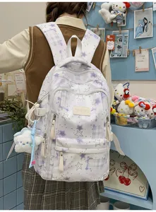 Joli sac a dos scolaire a carreaux etoiles grande capacite sac decontracte pour filles